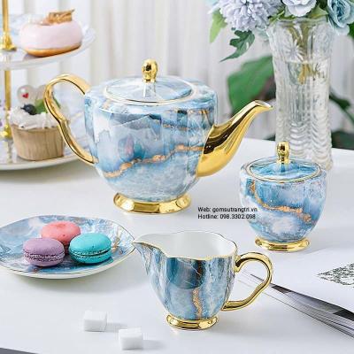 BỘ ẤM CHÉN VÂN ĐÁ CẨM THẠCH XANH